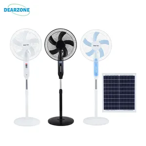 16英寸太阳能风扇太阳能交流DC充电风扇价格便宜的立式太阳能风扇，带太阳能电池板和发光二极管灯