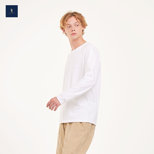 2024 nouveau modèle basique à manches longues hommes t-shirt respirant Jersey 100% coton col rond/col en v de thaïlande - Product Image 2