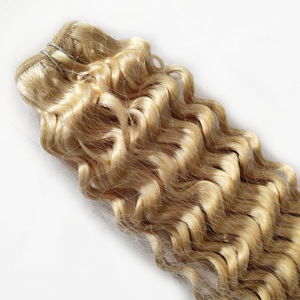 Haute qualité Double dessiné Remy cheveux humains tissage Extension crépus bouclés armure blonde <span class=keywords><strong>613</strong></span> - Product Image 2