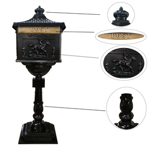 Outsider Letterbox Crown Head Black Cast Aluminum Letter Box Mailbox <strong>Postbox</strong> - Product Image 3