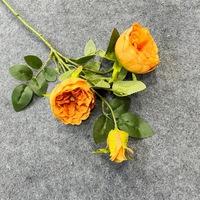 Fleurs artificielles Austin Rose, tiges de roses en soie artificielle à 3 têtes, pour arrangements muraux décoratifs tendance