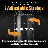 Mesin Tato Nirkabel Profesional Ambition C2 1600mAh Motor Tanpa Inti 2.0-4.2mm 7 Tingkat Panjang Stroke yang Dapat Disesuaikan untuk Seni Tubuh