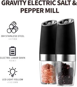 Electric Gravity Adjustable Ceramic Salt <b>Pepper</b> <b>Grinder</b> Set 350ml Capacity Plastic Spice Jar Rechargeable Black <b>Pepper</b> Mill Blue - Product Image 4