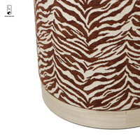Pouf de rangement jacquard zèbre - Pouf rond imprimé animal - Tabouret cylindrique décoratif avec rangement dissimulé pour le côté du canapé