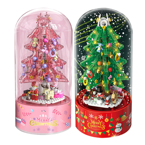 Christmas gifts assembling Christmas tree 629pcs building blocks rotating music box with light for kids