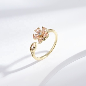 custom plata s925 silver girls summer small fine <b>ring</b> 2026 colored stone <b>stacking</b> 18k gold plated zircon bow flower cheap <b>rings</b> - Product Image 3