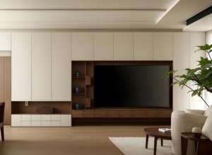 Meubles de salon de luxe, ensemble de meuble TV moderne minimaliste, meuble TV avec cheminée et tiroir - Product Image 4