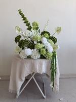 Weiß-Grünes Handgefertigtes Hochzeits-Blumenarrangement Künstlicher Calla-Lilien-Strauß Rose Hortensie 60cm Blumenball Tischdekoration