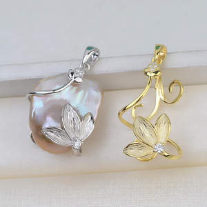 Colgante de Plata S925 Hecho a Mano con Diseño de Hoja Barroca Grande para Mujer, Base Vacía para Perla de Forma Especial, Accesorio para Joyería DIY - Product Image 2