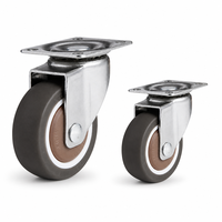 Roulettes pivotantes silencieuses en TPR durables, roue pleine de 1,5 pouce avec plaque supérieure et roulement à billes pour meubles et usage domestique