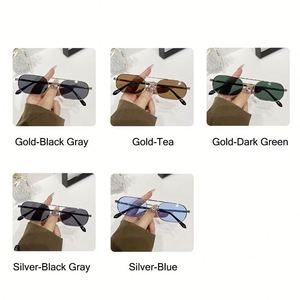 Lunettes de soleil rectangulaires rétro en alliage pour hommes et femmes avec logo personnalisé, protection UV400, monture en métal, petites lunettes de soleil pour hommes et femmes - Product Image 5