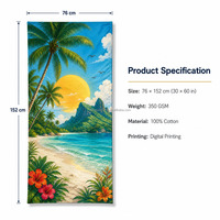 Serviette de plage Paradise Island en coton 100% avec impression numérique personnalisée, en stock, expédition rapide, haute qualité