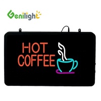 Enseigne Néon Publicitaire Lumineuse LED Genilight pour Café - Alimentation par Batterie, Animation Personnalisable, Multicolore, Garantie 1 An, pour Vitrine