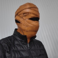 Masque intégral en latex - Noir mat, blanc, jaune - Design texturé, mystérieux et froissé - Masque tendance pour fête d'Halloween