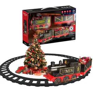 हॉट सेल इलेक्ट्रिक ट्रेन खिलौने लाइट और ध्वनि बच्चों के साथ क्रिसमस खिलौना ट्रेन और ट्रैक सेट