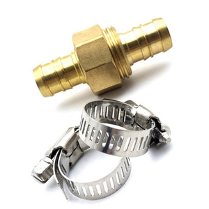 Connecteur de réparation de tuyau en laiton 5/8 pouces avec colliers de serrage en acier inoxydable pour fixation de tuyau d'arrosage de jardin - Product Image 1