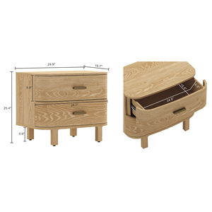Nightstand In Natural Oak With Two Drawers For <b>Under</b> <b>Bed</b> <b>Storage</b> - Product Image 3
