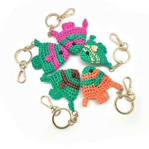 Hand Crocheted Raffia Fish Keychain Handmade Sea Fish Bag Charm Boho Backpack Purse Decor Accessory - Product Image 3