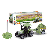Camión Agrícola para Niños, Tractor de Granja a Control Remoto 2.4G con 7 Remolques Multifuncionales Intercambiables