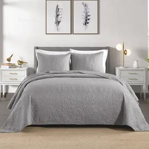 纯色柔软重量卧室套装超声波风格被子套装被子涤纶床罩枕套