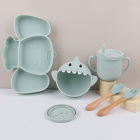 Vente en gros Ensemble de sevrage de bébé sans BPA de qualité alimentaire personnalisé comprenant des bavoirs en silicone assiette cuillère tasse sucette pour l'alimentation des tout-petits