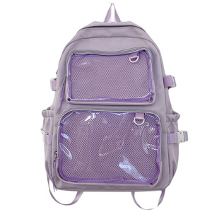 Sac à dos scolaire personnalisé et tendance pour adolescents, sac en maille transparent en PVC avec badge DIY, imperméable, sac à dos en Oxford - Product Image 6