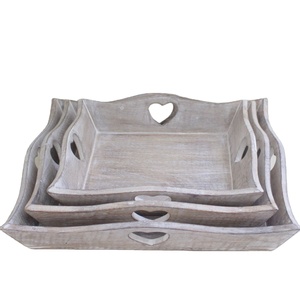 Plateau de Table en bois Rectangle classique, plateau en rotin, pour café, thé, carré personnalisé pour aliments, pièces - Product Image 1