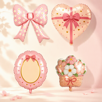 Ballons en aluminium mignons, couleur rose, en forme de cœur, fleur, miroir, nœud, ballons personnalisés pour décorer les fêtes d'anniversaire des filles, fournisseur