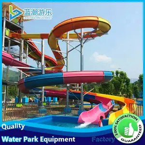 Água da piscina de fibra de vidro aqua parc toboggan para venda