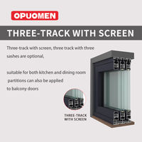 Pintu Geser Minimalis Aluminium Alloy Ukuran Khusus Kaca Tempered Kedap Suara untuk Penggunaan Interior Tahan Air Balkon Dapur
