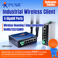 Convertidor de Protocolo PUSR Serial CAN RS485/RS232 Ethernet/WiFi, WiFi de Doble Banda, 5 Puertos Gigabit, Modbus RTU TCP Gateway, Chip Qualcomm