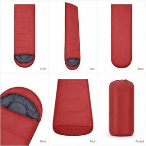 Lightweight Rectangular Hooded Outdoor Camping Envelope <b>Sleeping</b> <b>Bag</b> With Compression Sack for Hiking Travel - Product Image 3