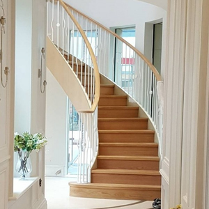 Escaleras de <span class=keywords><strong>madera</strong></span> modernas de alta calidad para <span class=keywords><strong>interior</strong></span> de Villa <span class=keywords><strong>y</strong></span> Diseño de <span class=keywords><strong>escalera</strong></span> curva de <span class=keywords><strong>barandilla</strong></span> de vidrio de Foshan - Product Image 5