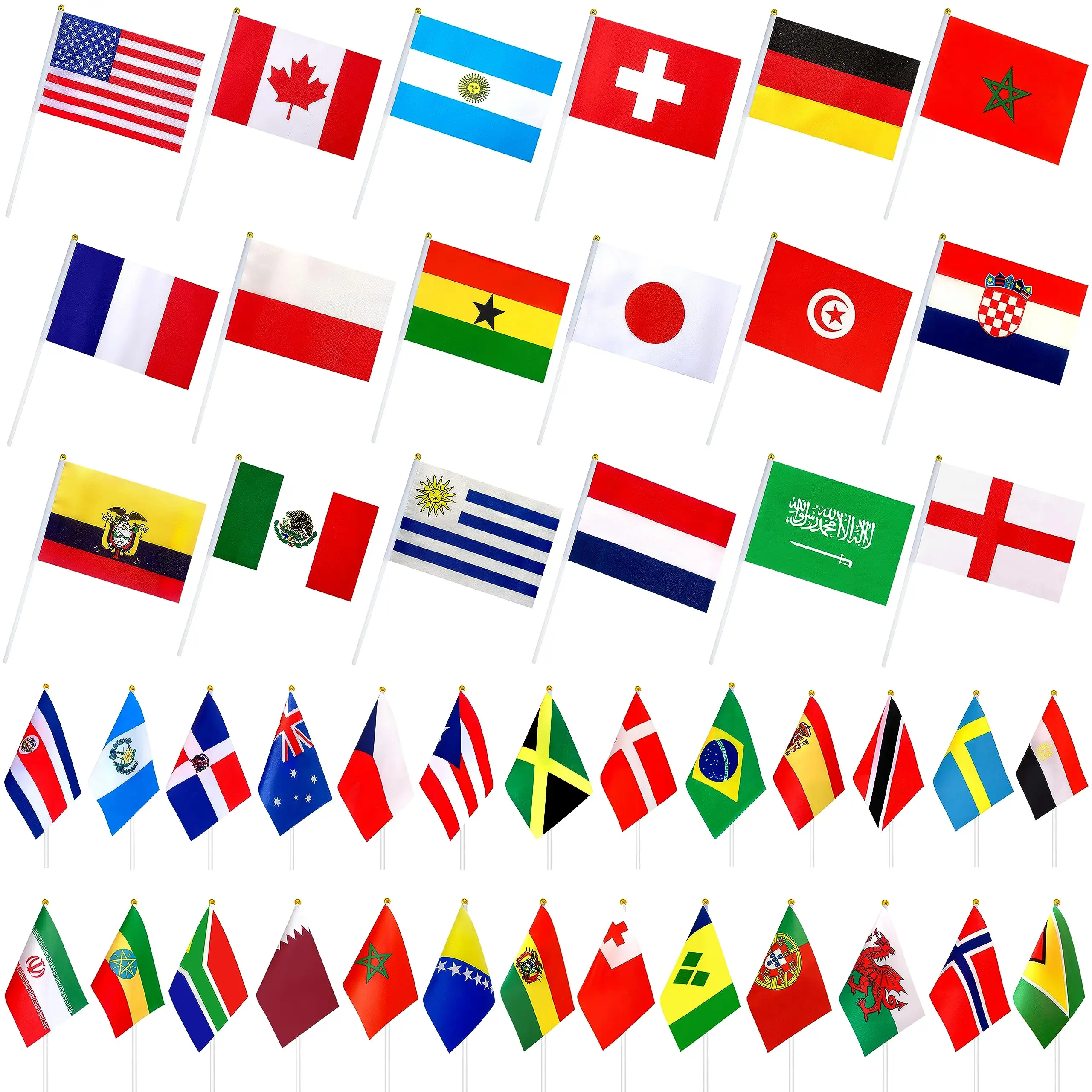 أعلام مخصصة من البوليستر بحجم صغير لأعلام جميع بلدان العالم أعلام للمناسبات الدعائية بالأيدي الموسومة