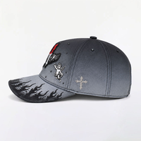 Nouvelles casquettes de style original noires avec strass et cristaux, broderie 3D, casquette ange flamme, casquettes de baseball à visière incurvée