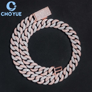 Cadena de eslabones cubanos de moissanita de 18 mm chapada en oro rosa de plata de ley 925 de dos tonos, estilo hip-hop para hombre, joyería Iced Out - Product Image 6