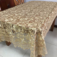 Nappe en dentelle faite à la main 100% polyester, motif floral doré en relief, style américain, 150cm*220cm, pour la maison, les fêtes, les mariages, les banquets