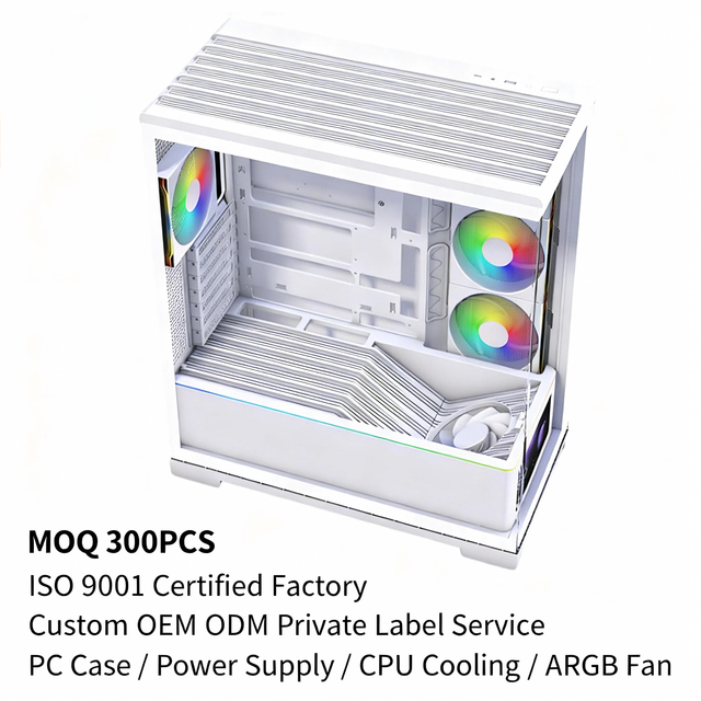 OEM V100 ATX Mid Tower PC Case Casing, Screen Display with Tempered Glass, Support 430mm GPU, 360mm Radiator, Optimized Airflow