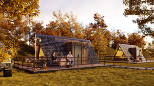 Chine Vente chaude Cadre <span class=keywords><strong>en</strong></span> acier Préfabriqué Resort Cottage <span class=keywords><strong>Jardin</strong></span> <span class=keywords><strong>Chalet</strong></span> Kits Mini Petit A Cadre Maisons - Product Image 2