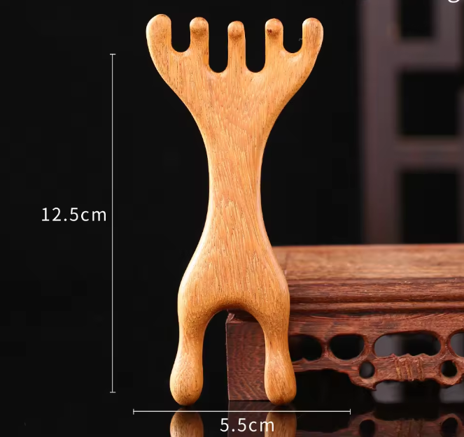 3#  Pettine a doppia testa in corno (legno di sandalo)