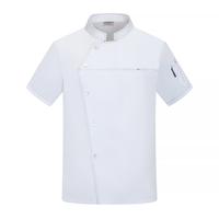 Veste de chef à manches courtes, logo personnalisé, 80% coton, 20% polyester, respirante, uniforme professionnel pour restaurant et hôtel