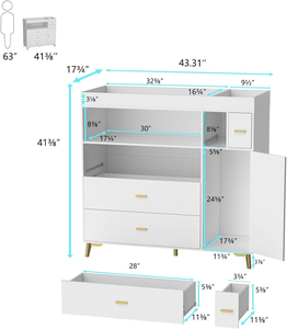Table à langer durable certifiée BSCI avec 5 tiroirs et armoire, station de rangement multifonctionnelle pour la crèche - Product Image 3