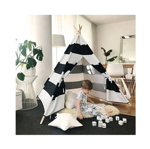 <span class=keywords><strong>Tente</strong></span> <span class=keywords><strong>tipi</strong></span> indien à rayures pour bébé, 180cm, tissu en coton, jouet pour enfants, avec sac de transport pour jouer - Product Image 1