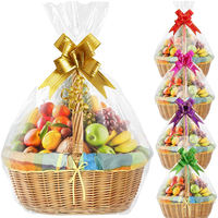 Sac à soufflet en BOPP transparent gaufré pour emballage sécurisé de paniers de fruits, biscuits, bonbons, desserts et pain pour Noël