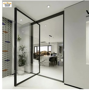 Porte pivotante en verre pour maison commerciale, villa, cadre en aluminium fin, porte pivotante en verre moderne, extérieur, intérieur - Product Image 1