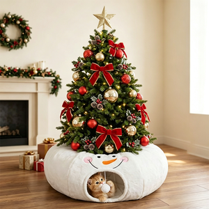 Lit tunnel pliable pour chat sur le thème de Noël, imprimé bonhomme de neige, en flanelle douce, cachette pour <span class=keywords><strong>chaton</strong></span>, idéal pour le jeu autonome - Product Image 2