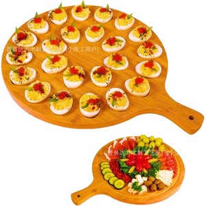 Solid Wood Round Cutting Board With Handle And Juice Grooves For <b>Kitchen</b> Use - Product Image 5