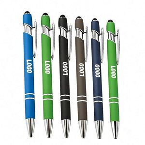 Promotional Wholesale Custom Business Logo <b>Colorful</b> Metal Ballpoint With Soft Rubber Touch Screens Ball <b>Pen</b> for Gift - Product Image 1