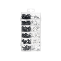 300 pièces de clips de fixation murale en plastique blanc et noir avec clous en acier