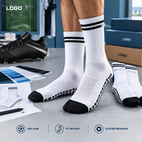 Chaussettes de football antidérapantes avec pointes renforcées, noires et ivoire, en Spandex et Nylon, semelle antidérapante, ajustement parfait pour les bottes, talon et pointe renforcés